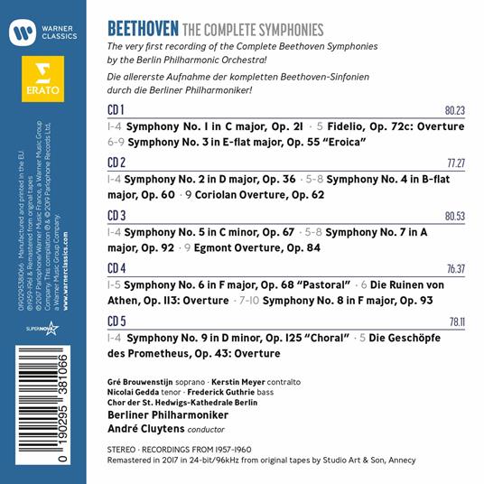 9 Sinfonie - CD Audio di Ludwig van Beethoven,André Cluytens,Berliner Philharmoniker - 2