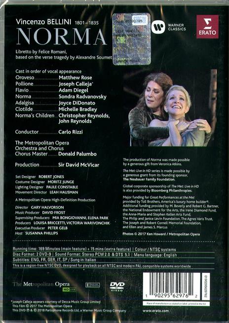 Norma. Met Live Recording (2 DVD) - DVD di Vincenzo Bellini,Metropolitan Orchestra,Joyce Di Donato,Sondra Radvanovsky - 2