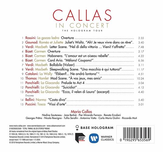 Callas in Concert. The Hologram Tour - CD | IBS