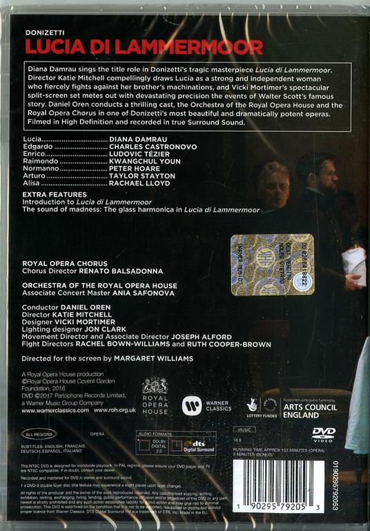 Lucia di Lammermoor (DVD) - DVD di Gaetano Donizetti,Covent Garden Orchestra,Diana Damrau,Daniel Oren - 2