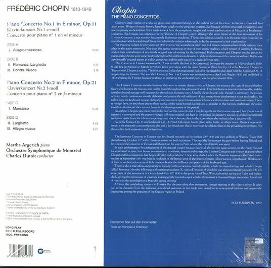Concerti per pianoforte - Vinile LP di Frederic Chopin,Martha Argerich,Charles Dutoit,Orchestra Sinfonica di Montreal - 2