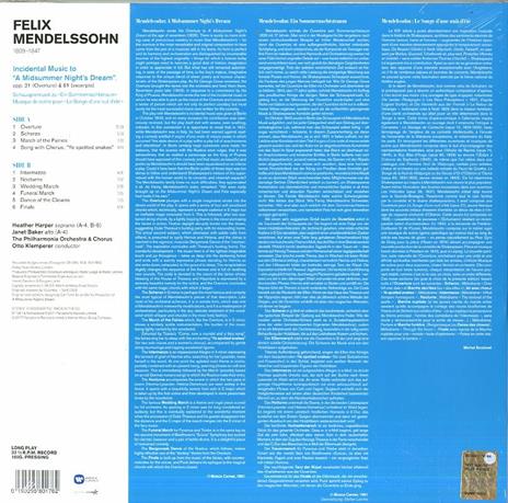 A Midsummer Night (Sogno di una notte di mezza estate) - Vinile LP di Felix Mendelssohn-Bartholdy,Otto Klemperer,Philharmonia Orchestra - 2