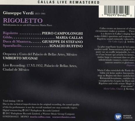 Rigoletto. Mexico 17 giugno 1952 (Callas Live Remastered) - CD Audio di Maria Callas,Giuseppe Di Stefano,Giuseppe Verdi,Umberto Mugnai - 2