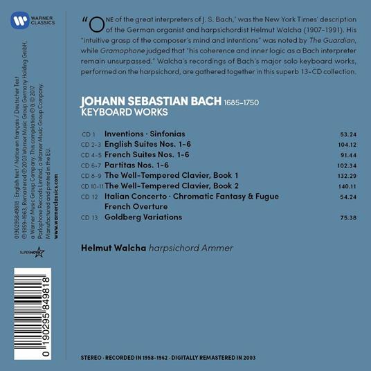 Musica per tastiera - CD Audio di Johann Sebastian Bach,Helmut Walcha - 2