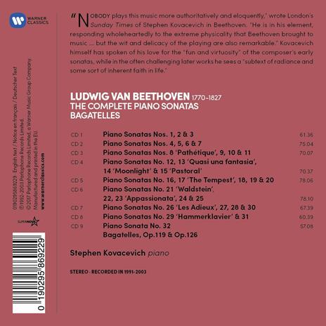 Sonate per pianoforte complete - Bagatelle - CD Audio di Ludwig van Beethoven,Stephen Kovacevich - 2