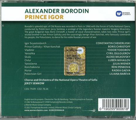 Il principe Igor - CD Audio di Alexander Borodin,Boris Christoff,Jerzy Semkow,Sofia National Opera - 2