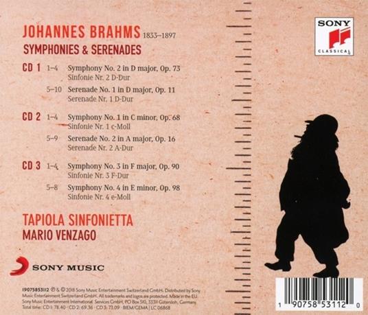 Sinfonie complete - Serenate n.1, n.2 - CD Audio di Johannes Brahms,Tapiola Sinfonietta,Mario Venzago - 2