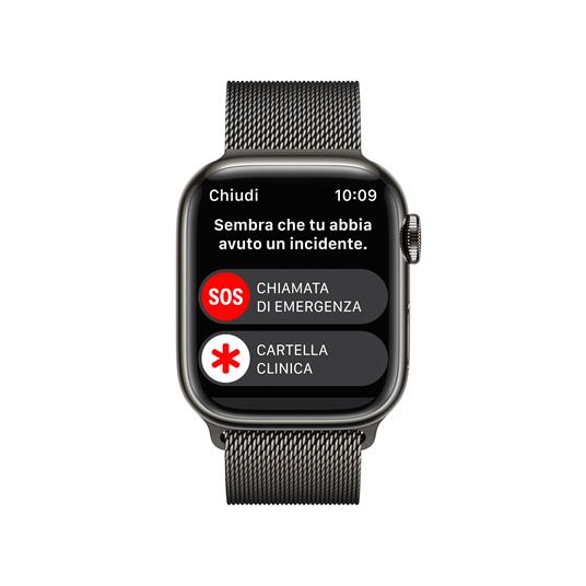 Apple Watch Series 8 GPS + Cellular 41mm Cassa in Acciaio Inossidabile  color Grafite con Loop Grafite Milanese - Apple - Telefonia e GPS | IBS