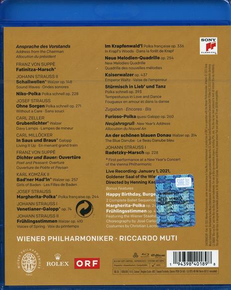 Neujahrskonzert 2021 (New Year's Concert) (Blu-ray) - Blu-ray di Riccardo Muti,Wiener Philharmoniker - 2