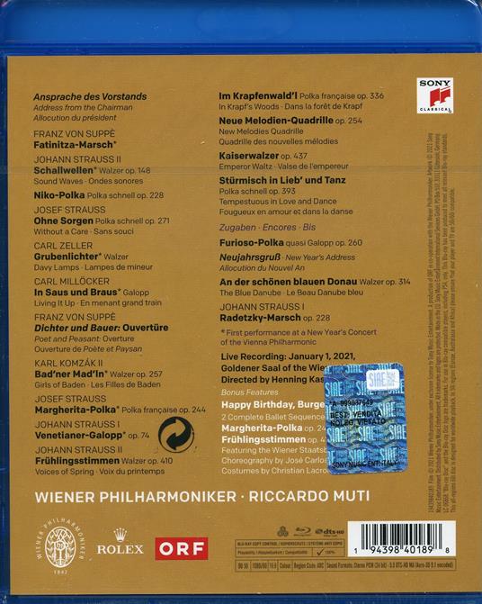 Neujahrskonzert 2021 (New Year's Concert) (Blu-ray) - Blu-ray di Riccardo Muti,Wiener Philharmoniker - 2