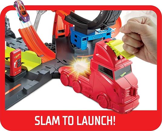 Hot Wheels - ​Playset Assalto del Gorilla Velenoso con Luci e Suoni, Macchinina e Lanciatore Regolabile, Giocattolo per Bambini 5+Anni, HBY95, Imballaggio Sostenibile - 4