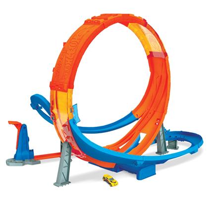 Hot Wheels- Pista Schianti Acrobatici del Loop Gigante con Lanciatore e Grande Loop da 71 cm con 1 Macchinina in Scala 1:64, Giocattolo per Bambini 5+Anni, HCB00