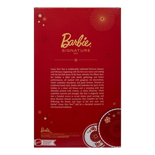 Barbie - Signature Lunar New Year, Bambola Barbie da collezione con camicetta e gonna ricamata, include accessori - 11