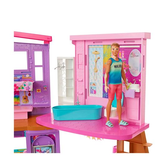 Barbie - Barbie Casa di Malibu 106 cm playset casa delle bambole con 2  piani, 6 stanze, ascensore altalena e più di 30 pezzi - Barbie - Bambole  Fashion - Giocattoli | IBS