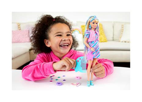 Barbie - Super Chioma Bambola con abito a stelle, capelli fantasia lunghi 21,6cm, abito, 15 accessori alla moda - 10