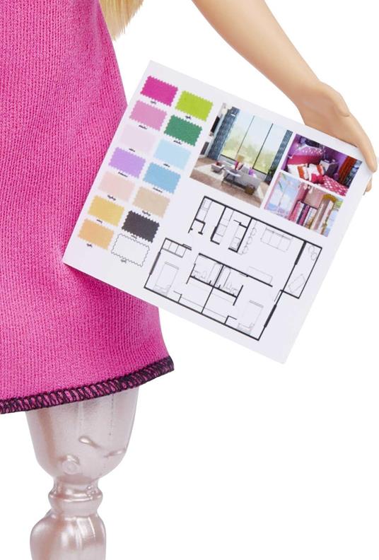 Barbie Carriere Interior Designer, bambola con abito rosa, giacca pied-de-poule e ballerine rosa - 3