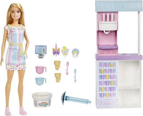 Barbie Playset Gelateria con Bambola Bionda, Macchina Fare il gelato e  accessori