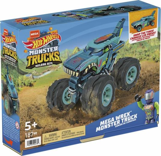 Mega Construx-Hot Wheels Mega Wrex Monster Truck Assortimento, Set da Costruzione da 187 Pezzi