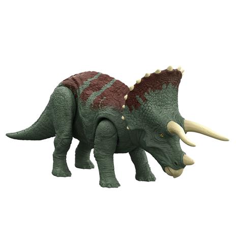 Jurassic World - Il Dominio Roar StrikersTriceratopo Erbivoro Action Figure, con ruggito, attacco a forti testate - 2