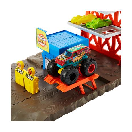 Hot Wheels-Monster Trucks Playset Distruzione Suprema e 3 Macchinine con Lanciatore - 5