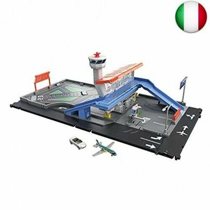 Matchbox Action Drivers Playset Aeroporto Matchbox con Luci, Suoni e Parti Mobili e con 1 Macchinina e 1 Aereo, Giocattolo per Bambini 3+Anni, HGC59