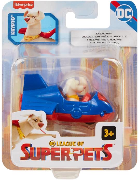 Fisher-Price DC Super Pets Veicoli, Include 1 veicolo die-cast con personaggio integrato al volante - 8