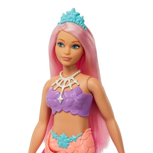 Barbie Dreamtopia - Sirene Assortimento misto di bambole con capelli colorati, coroncine e code da sirena - 8