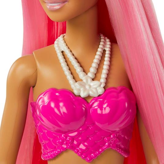 Barbie Dreamtopia, bambola dai capelli rosa e coroncina regale, con  corpetto a conchiglia e la coda multicolore sfumata - Barbie - Bambole  Fashion - Giocattoli