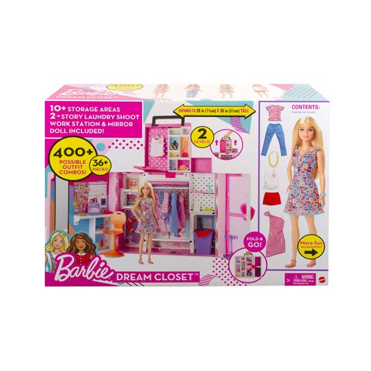 Barbie - Armadio dei Sogni Playset con bambola bionda, largo più di 60 cm,  15+ aree per riporre gli accessori, specchio - Barbie - Bambole Fashion -  Giocattoli | IBS