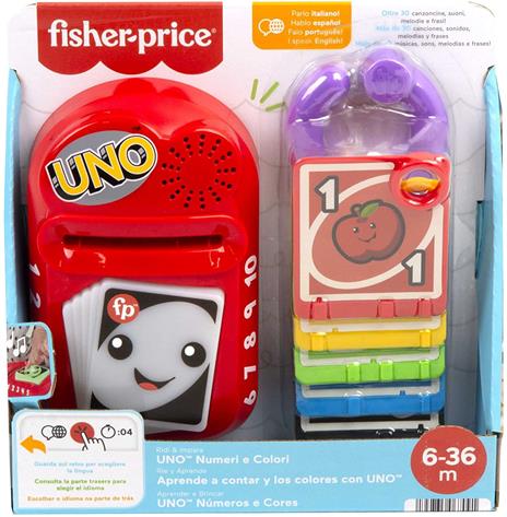 Fisher-Price - Baby UNO Numeri e Colori, Include 5 Carte da Inserire nel Lettore con Luci e Suoni - 6