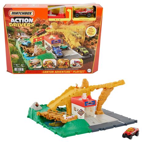 Matchbox - Action Drivers Playset, con 1 veicolo in scala 1:64 incluso, si collega ad altri set, per bambini 3+ anni