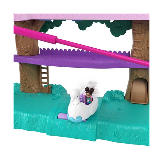 Polly Pocket - Pollyville Casa sull'Albero dei Cuccioli, playset a 5 piani, 15+ pezzi gioco: 2 bambole, veicolo, 4 animali - 4