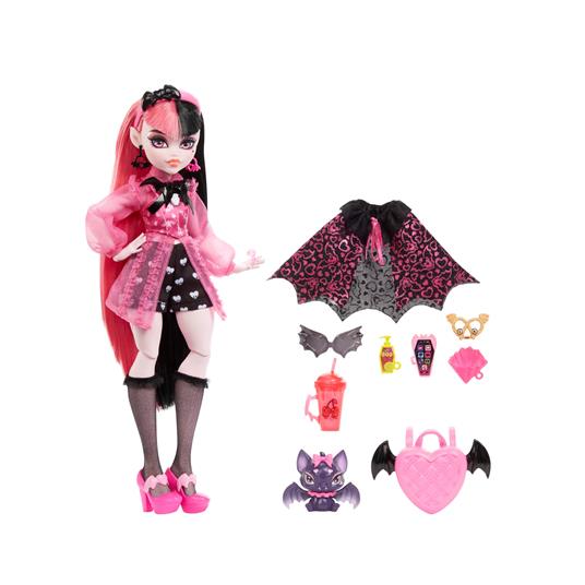 Monster high – draculaura, bambola con accessori e cucciolo di pipistrello,  snodata e alla moda con capelli rosa e neri - Mattel - Bambole Fashion -  Giocattoli | IBS