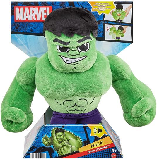 Marvel - Super Eroi Morbido Peluche di Hulk con Mani Giganti e Suoni, Giocattolo per Bambini 3+ Anni, HHK86 - 5