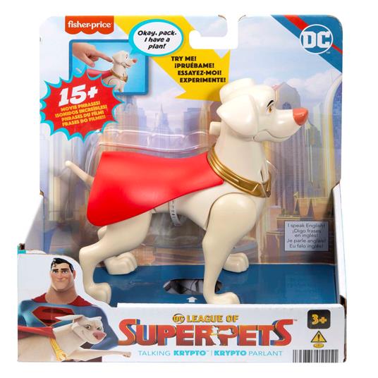 Fisher-Price DC League of Super-Pets, Krypto Super Bau snodato, 10 suoni diversi, con 4 gambe mobili e morbido mantello - 3