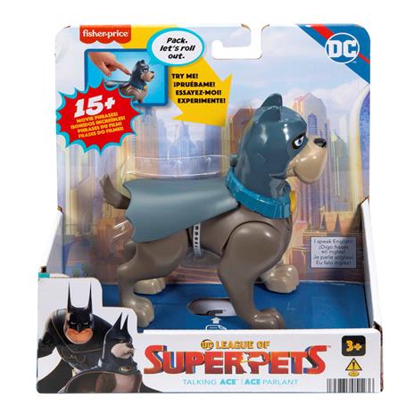 Fisher-Price DC League of Super-Pets, Ace Super Bau snodato, 10 suoni diversi, con 4 gambe mobili e mantello - 6