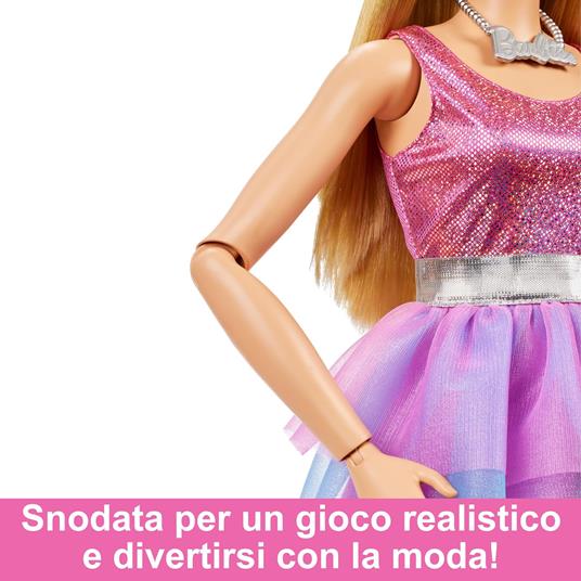 Barbie - La Mia Prima Barbie, Barbie Grande Amica, Alta 71 Cm Con Abito Rosa Scintillante - 5