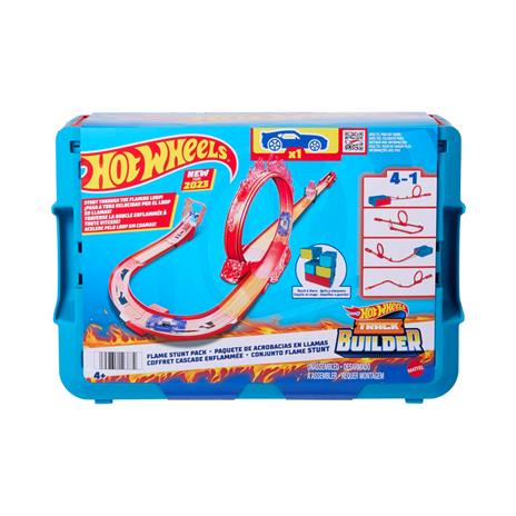 Hot Wheels - Track Builder Assortimento Box Espansione, Pista a tema fuoco include 1 macchinina e 16 pezzi di pista - 6