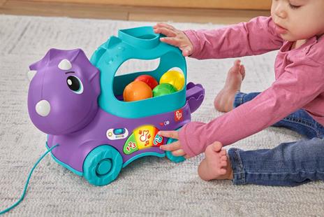 Fisher-price dino impara e cammina, ?dinosauro giocattolo educativo con cordino per trainarlo - 3