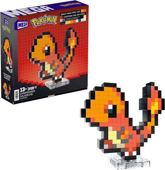 Mega Pokémon Showcase - Charmander, Set in Stile retrò pixelato da Costruire con 349 Pezzi