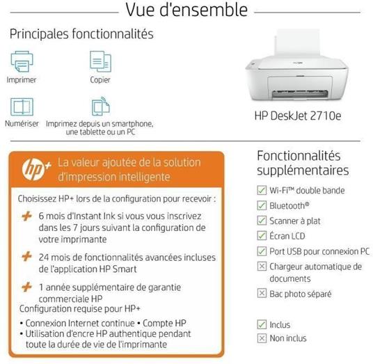 HP DeskJet Stampante multifunzione HP 2710e, Colore, Stampante per Casa,  Stampa, copia, scansione, wireless; HP+; idonea a HP Instant Ink; stampa da  smartphone o tablet - HP - Informatica | IBS