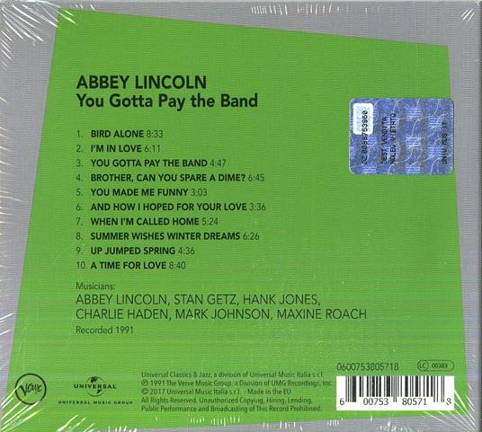 You Gotta Pay the Band - CD Audio di Abbey Lincoln - 2