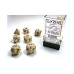 CHESSEX - SET 7 DADI POLIEDRICI - MARBLE IVORY W/BLACK