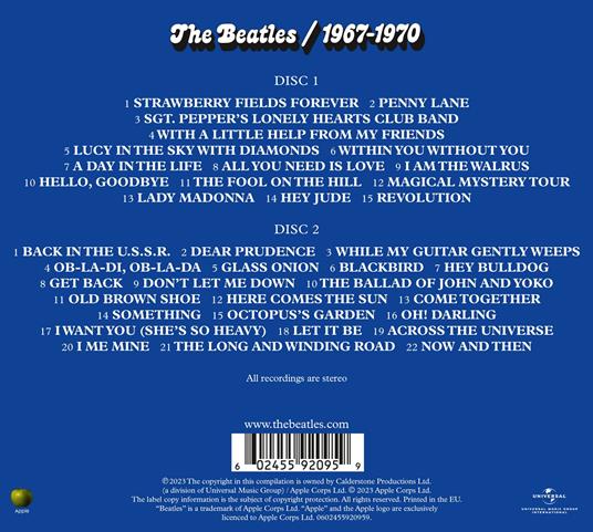 The Beatles 1967–1970 (2023 Edition - The Blue Album 2 CD Digipack with  booklet)