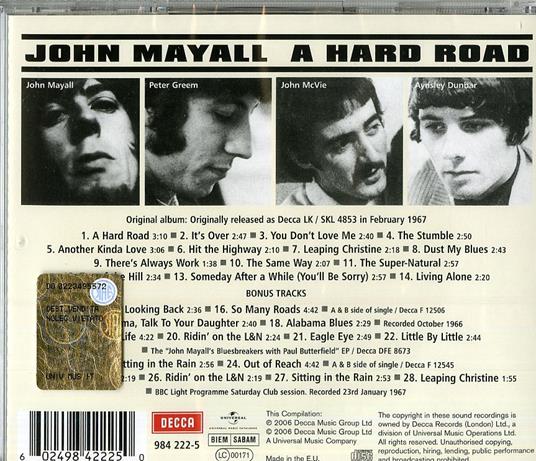 A Hard Road (Remastered + 14 Bonus Tracks) - CD Audio di John Mayall - 2