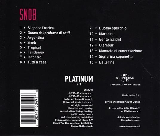Snob - CD Audio di Paolo Conte - 2