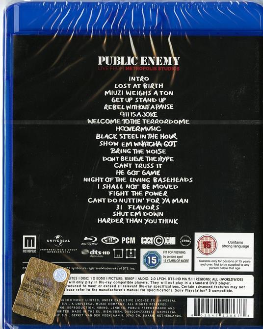 Public Enemy. Live from Metropolis Studios (Blu-ray) - Blu-ray di Public Enemy - 2