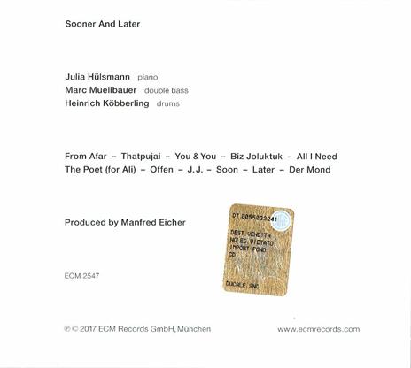 Sooner and Later - CD Audio di Julia Hulsmann - 2