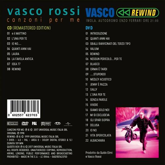 Canzoni per me - Rewind (Remaster) - CD Audio + DVD di Vasco Rossi - 3