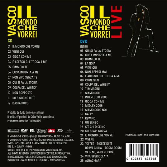 Il mondo che vorrei - Il mondo che vorrei Live (Remaster) - Vasco Rossi -  CD | IBS